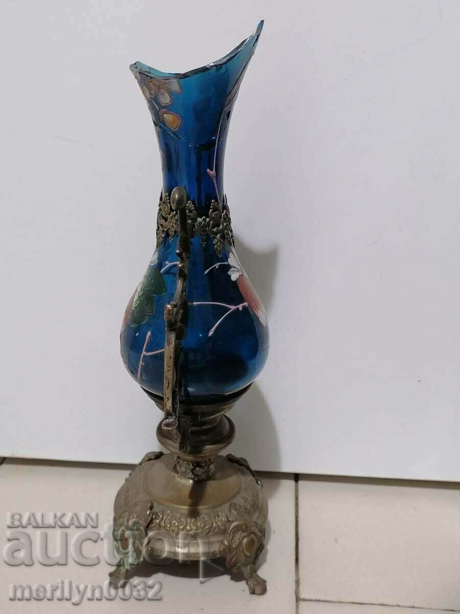 Delivery of Vintage hand painted glass and metal vase Delivery of Vintage hand painted glass and metal vase