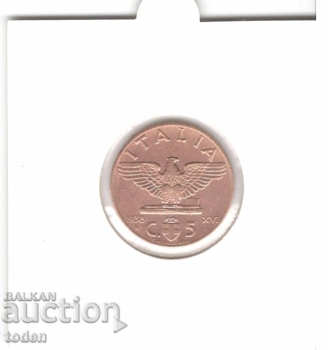 Auction Italy-5 Centesimi-1938 R-KM# 73-Vittorio Emanuele III Auction Italy-5 Centesimi-1938 R-KM# 73-Vittorio Emanuele III