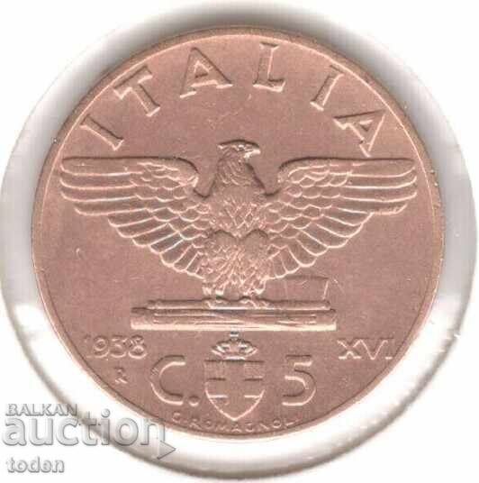 Italy-5 Centesimi-1938 R-KM# 73-Vittorio Emanuele III Italy-5 Centesimi-1938 R-KM# 73-Vittorio Emanuele III