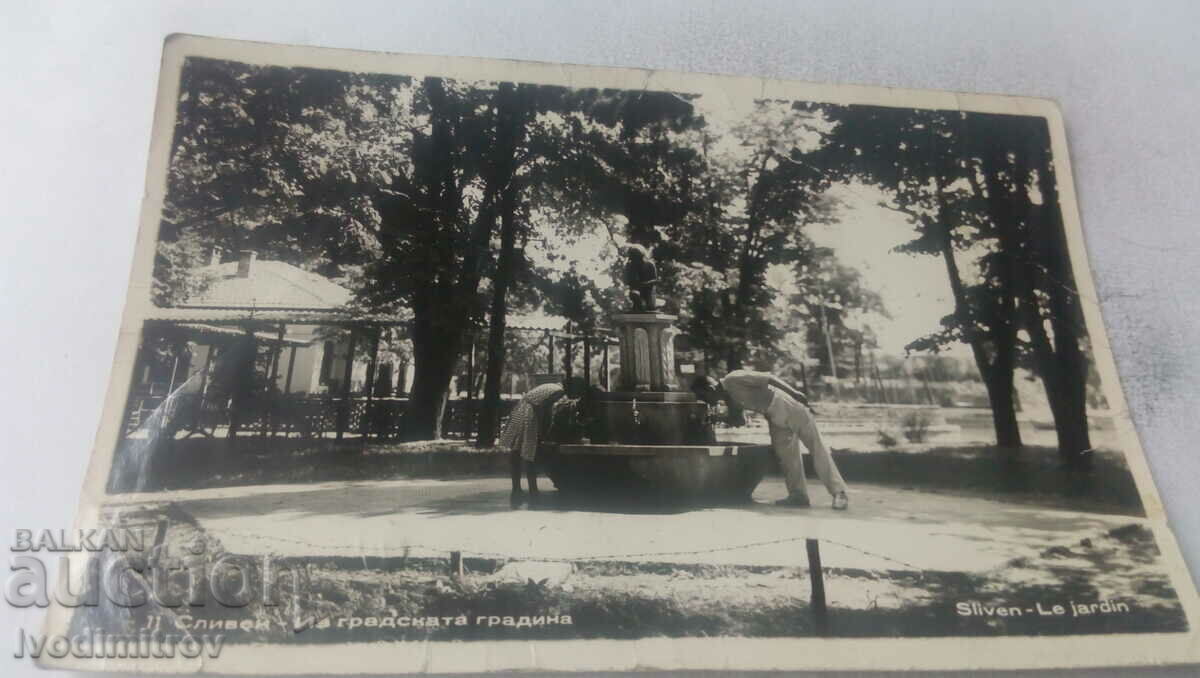Пощенска картичка Сливен Из градската градина 1963