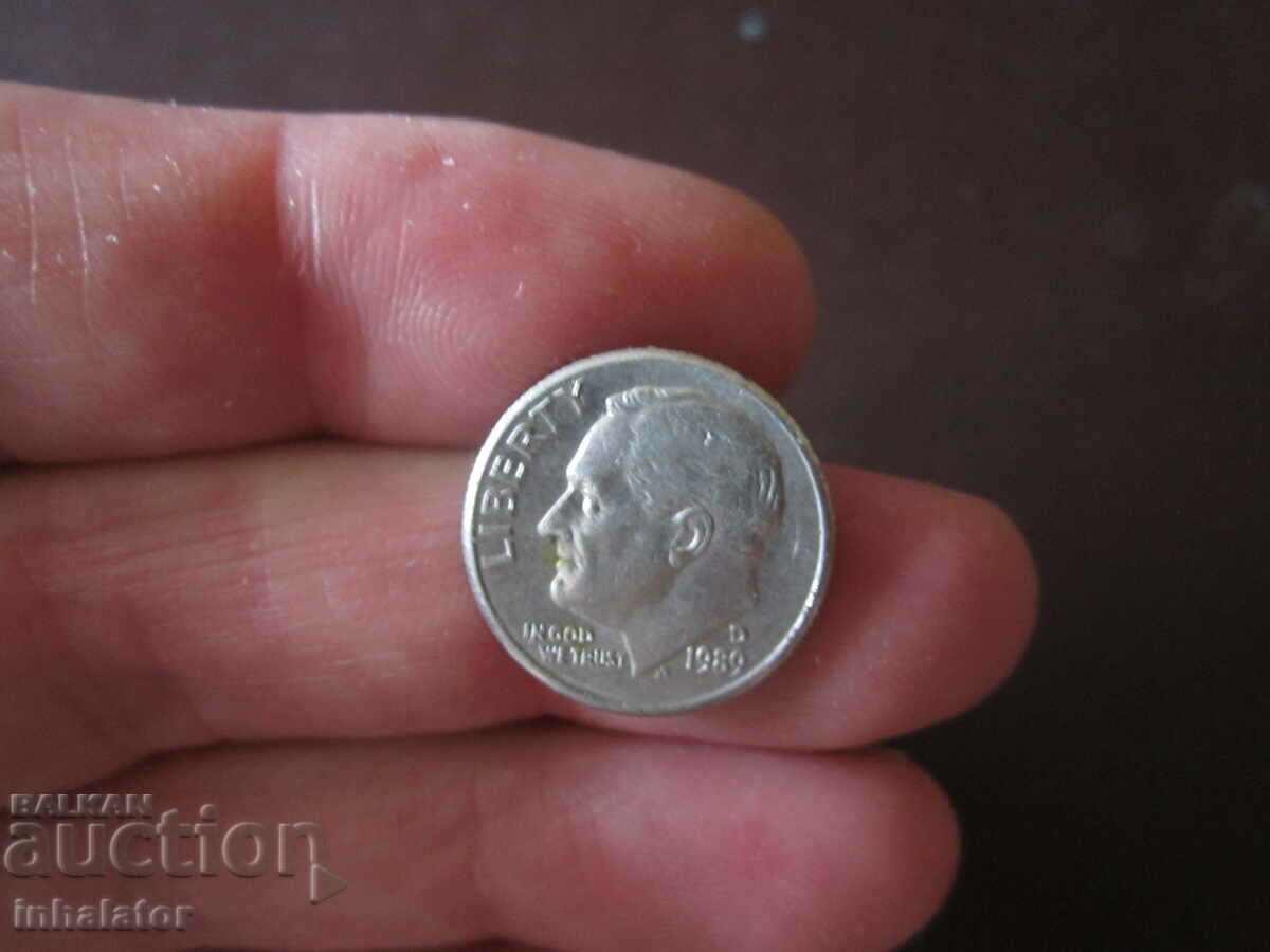 1989 год 10 цента САЩ буква D