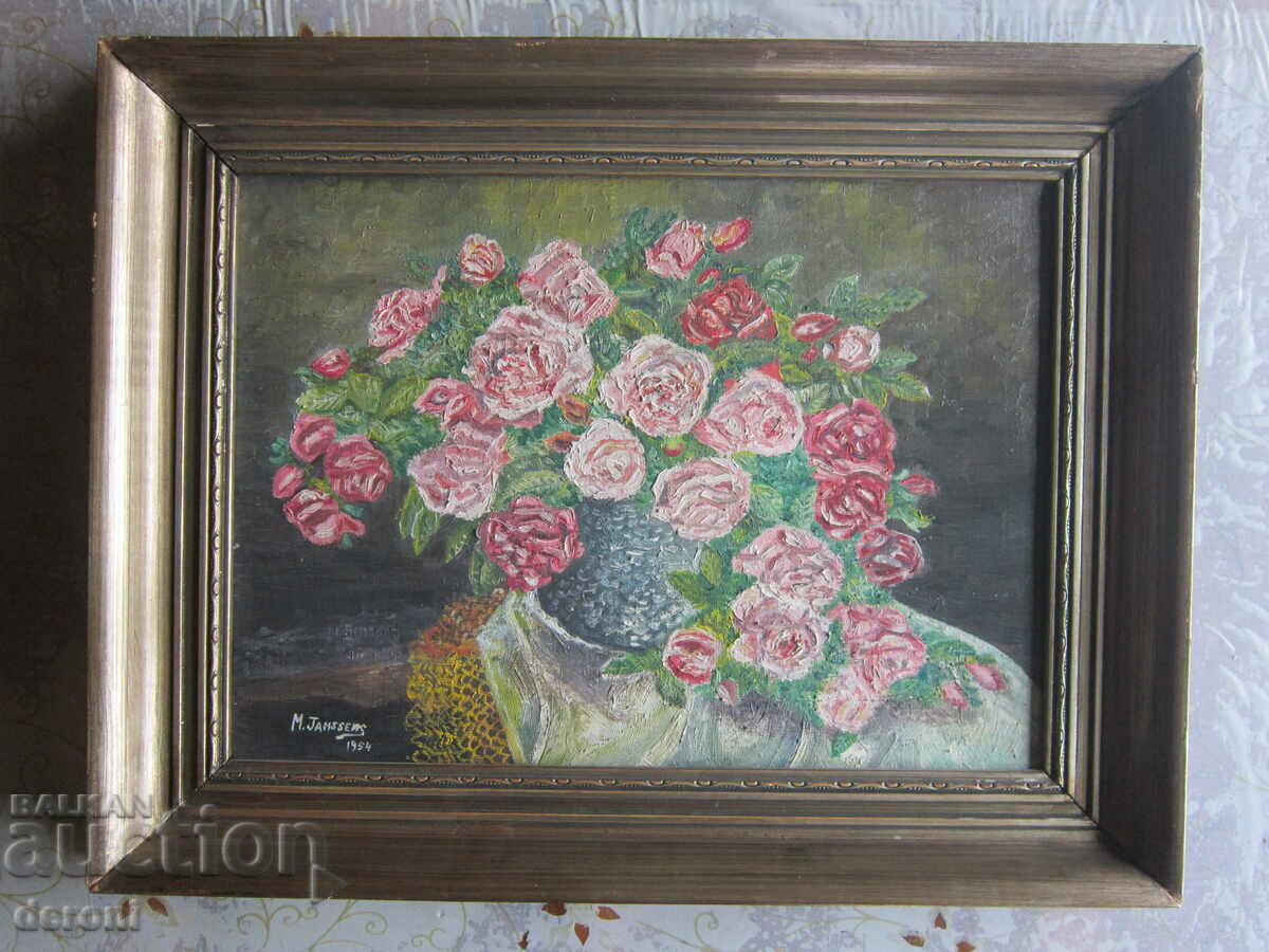 Oil painting on canvas signed 1954