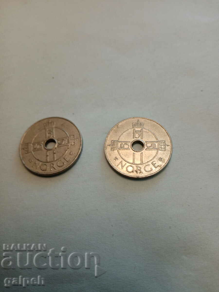 NORWAY - COINS - 2 pcs. with price 1.20 BGN | € 0.61 NORWAY - COINS - 2 pcs. with price 1.20 BGN | € 0.61