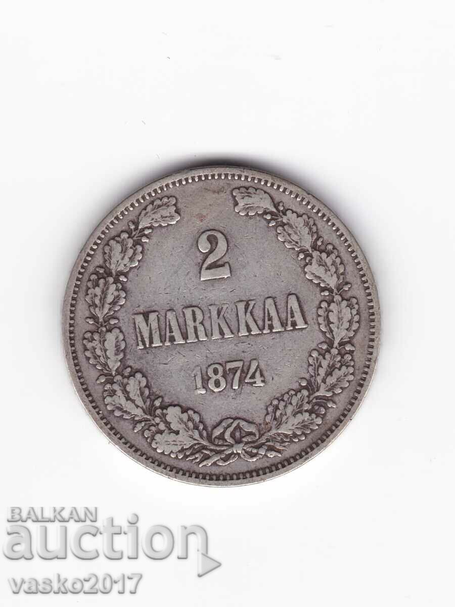 2 MARKKAA - 1874 Russia for Finland