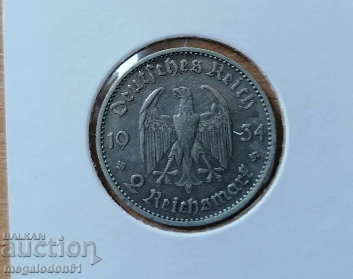 Германия - 2 райхсмарки 1934г., -A- с цена 45.00 лв. | € 23.01 Германия - 2 райхсмарки 1934г., -A- с цена 45.00 лв. | € 23.01