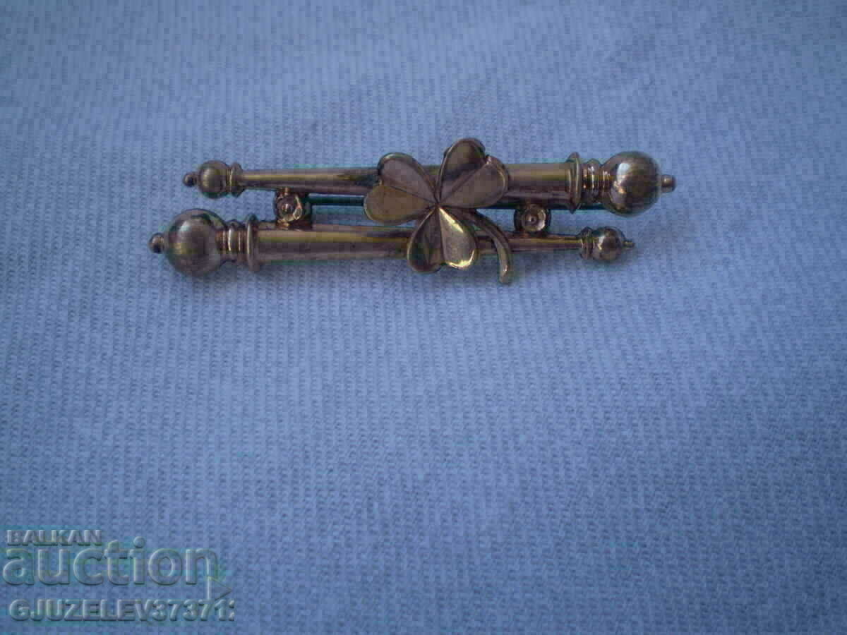 Old Victorian gilt clover brooch, size -4.7cm - 5 Old Victorian gilt clover brooch, size -4.7cm - 5