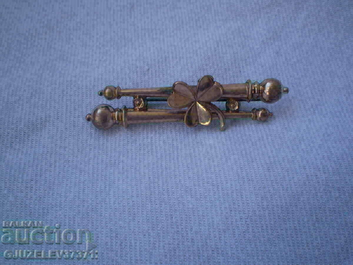 Old Victorian gilt clover brooch, size -4.7cm - 7 Old Victorian gilt clover brooch, size -4.7cm - 7