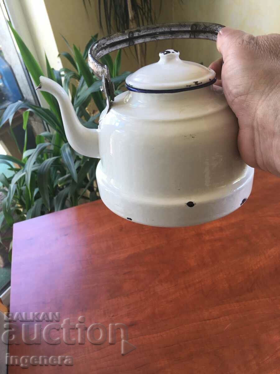 KETTLE METAL ENAMELED SMALL-1963 LANDFILL with price 20.00 BGN | € 10.23 KETTLE METAL ENAMELED SMALL-1963 LANDFILL with price 20.00 BGN | € 10.23
