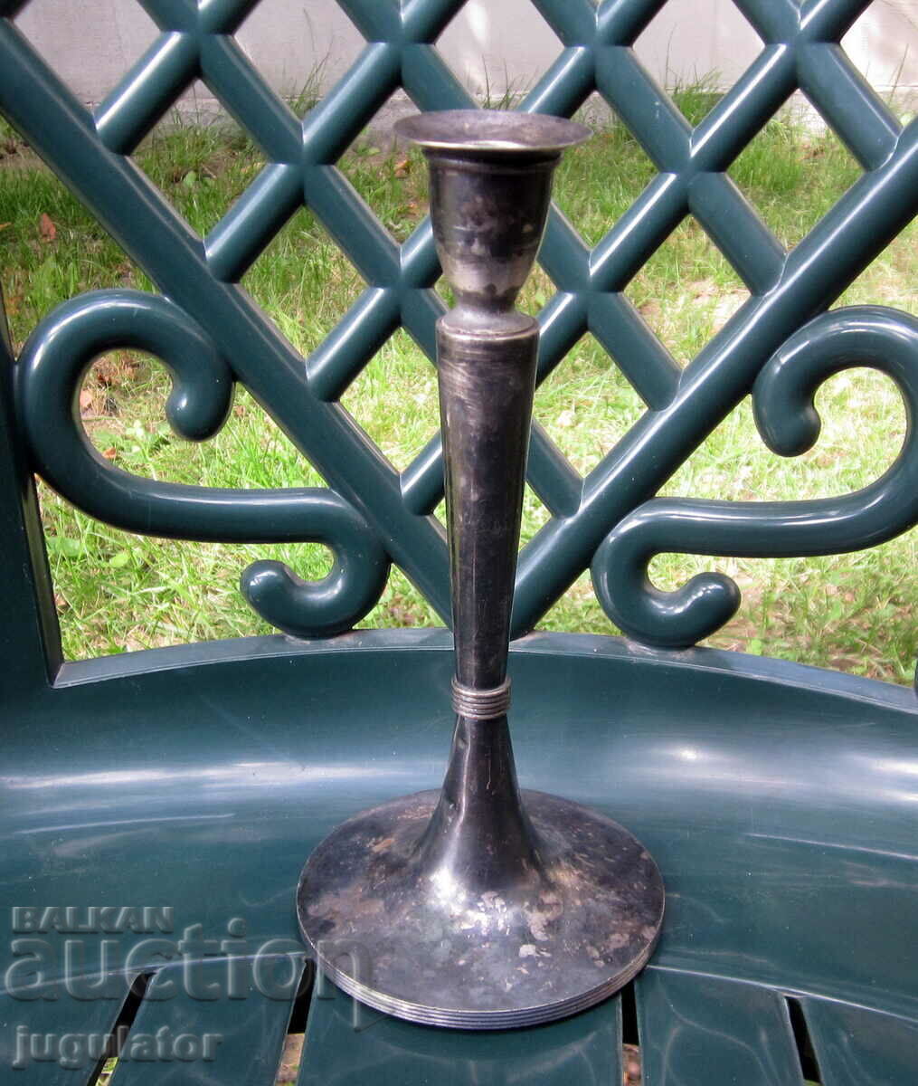 antique silver plated candle holder marked Berndorf BERNDORF