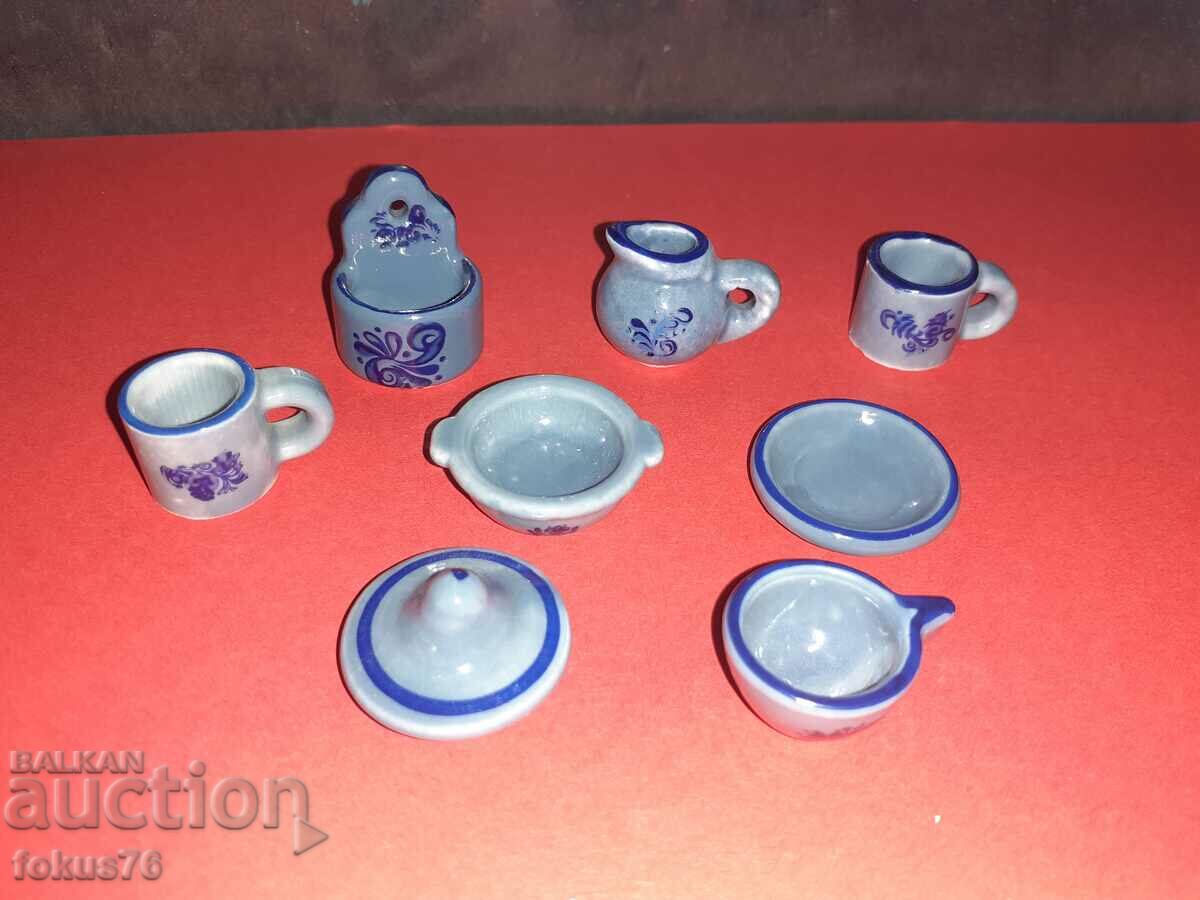 Porcelain blue service miniatures - porcelain miniature - 5