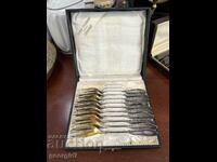 Thick silver plated forks with gold plating. #2607