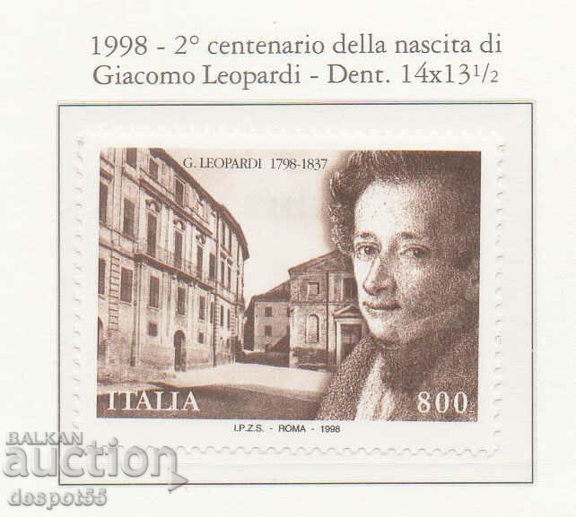 1998. Italia. 200 de ani de la moartea lui Giacomo Leopardi.