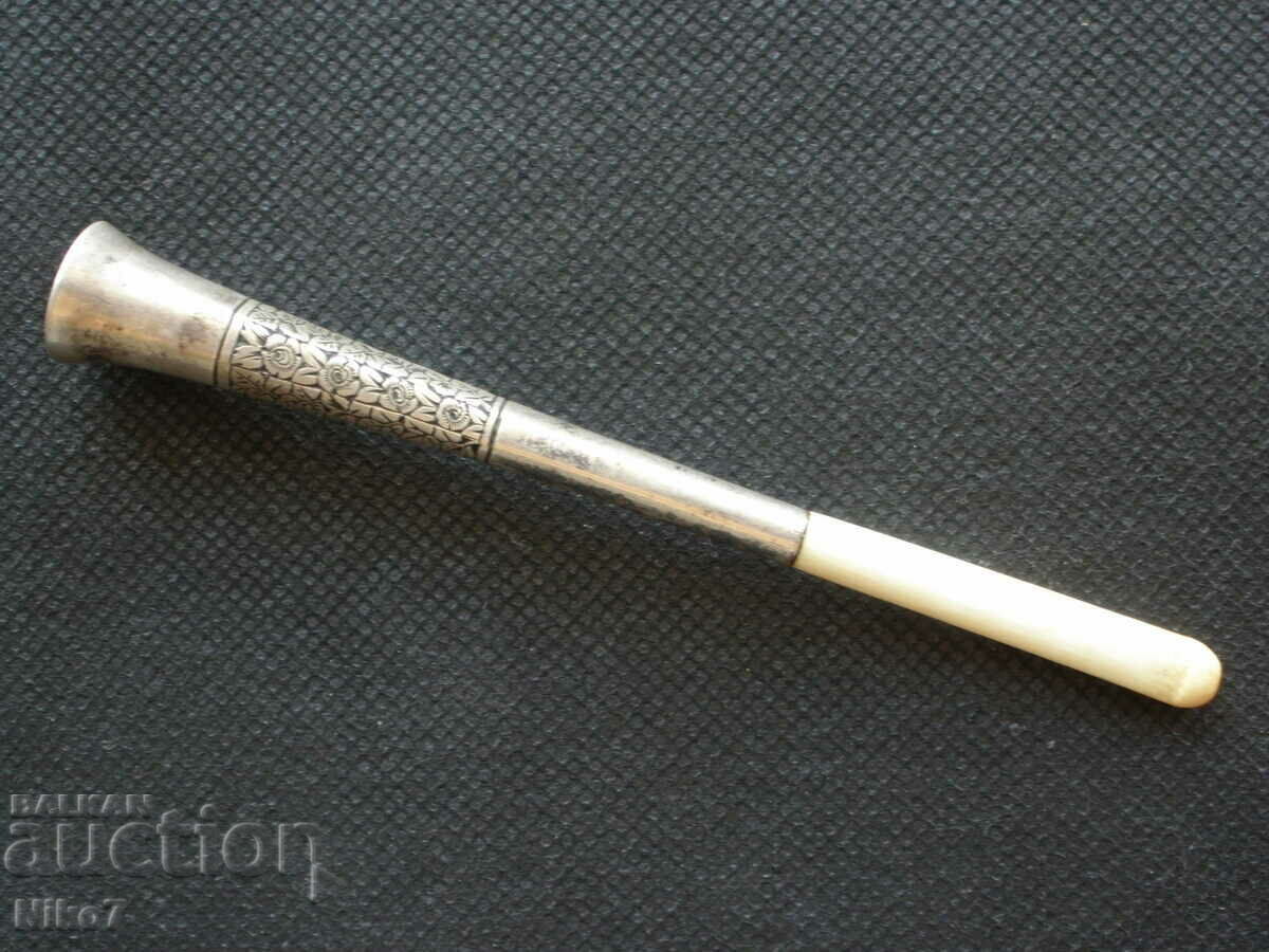 Antique Silver and Ivory Cigarette.