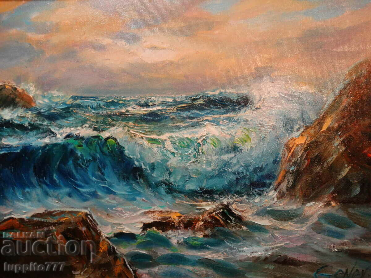 Auction author painting oil canvas with frame artist Dimitar Genev Auction author painting oil canvas with frame artist Dimitar Genev