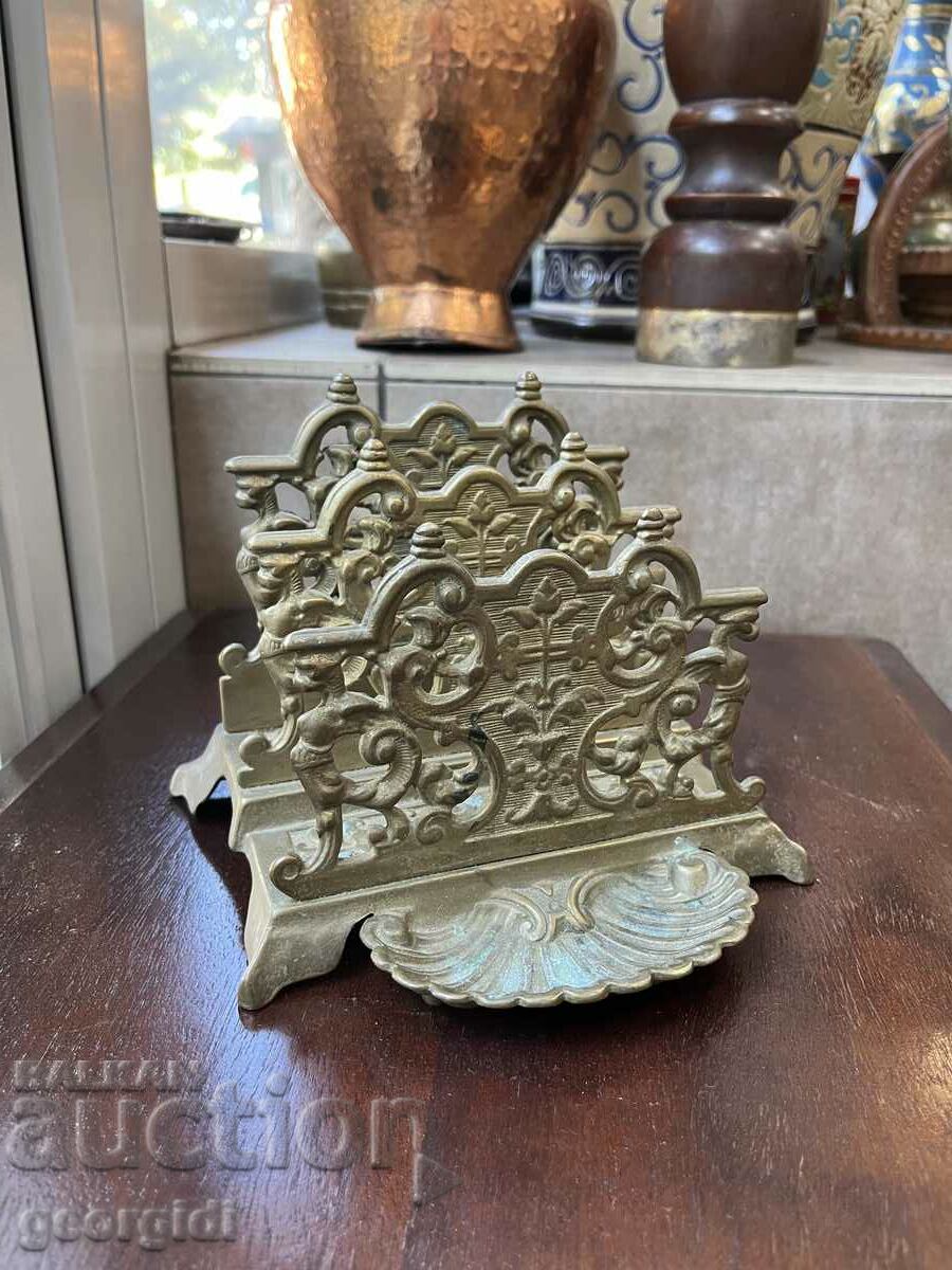 Old bronze inkwell / writing desk. #2618