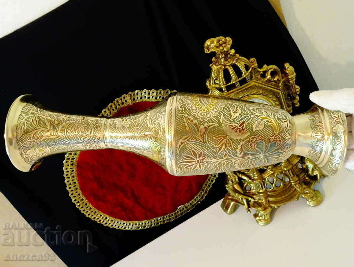 Auction  Bronze vase 36 cm., cellular enamel.