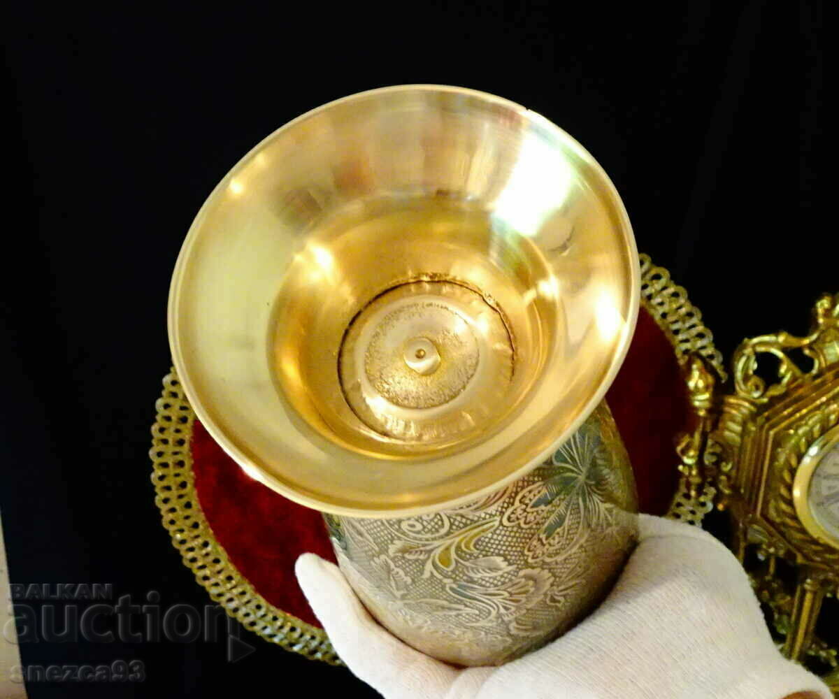 Bronze vase 36 cm., cellular enamel. - 5