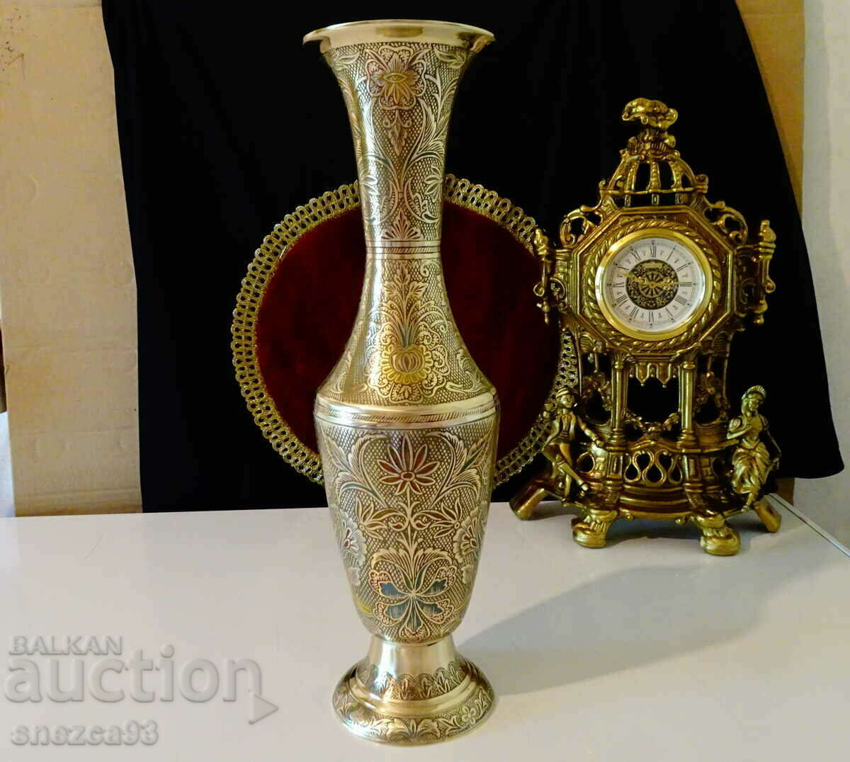 Bronze vase 36 cm., cellular enamel.