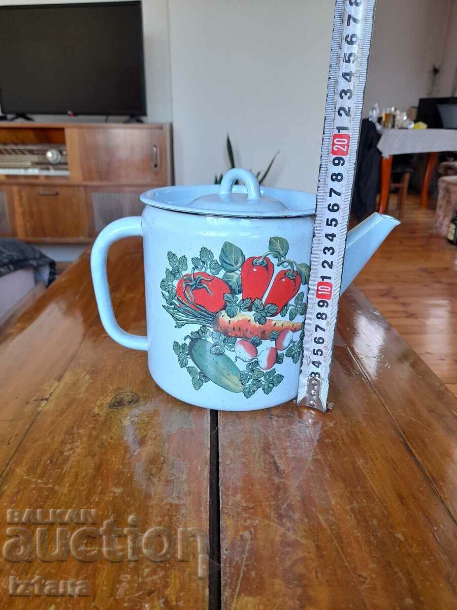 Auction  Old enamel teapot