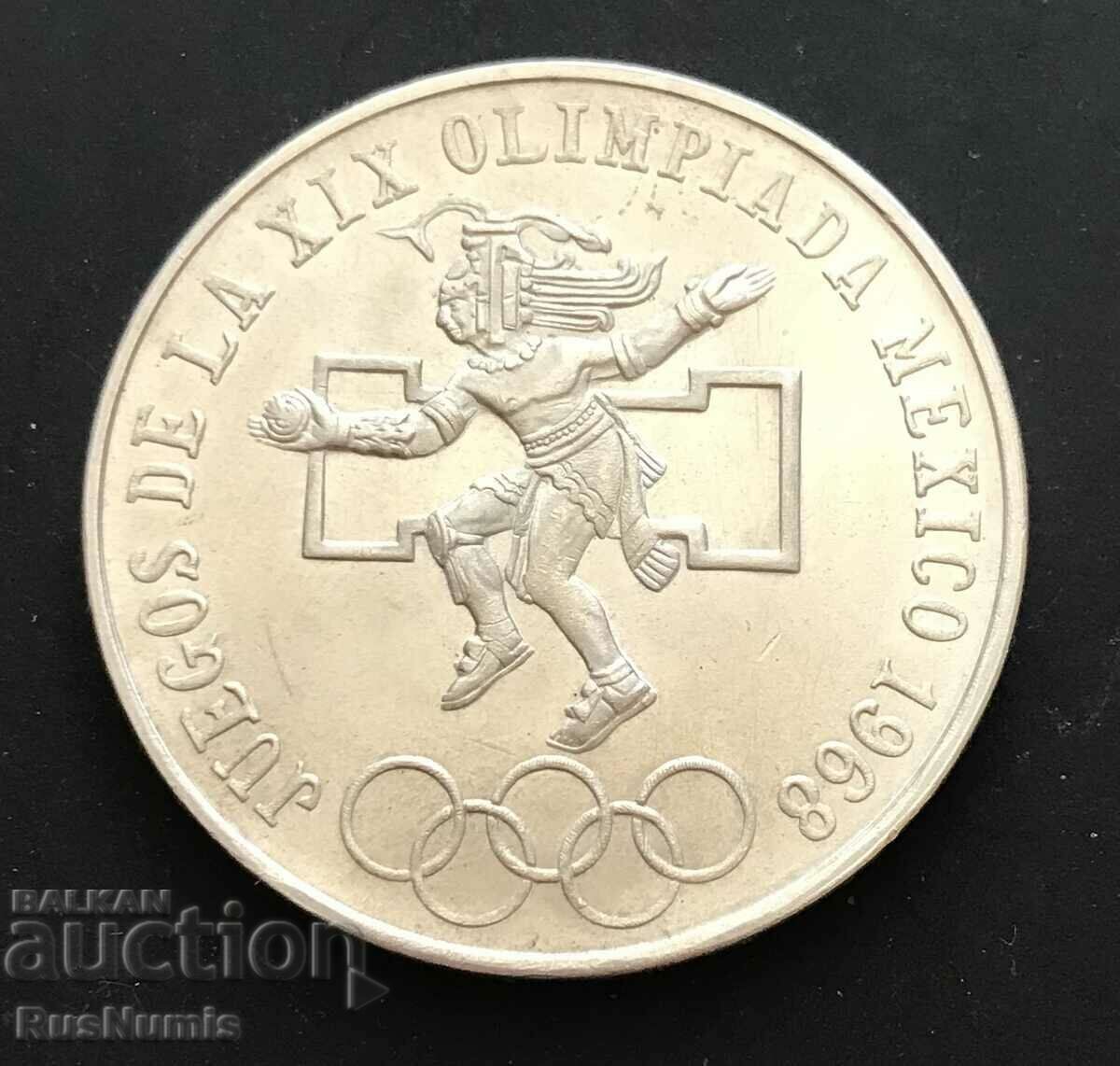 Μεξικό. 25 πεσέτες Ολυμπιακοί Αγώνες 1968. Ασήμι.