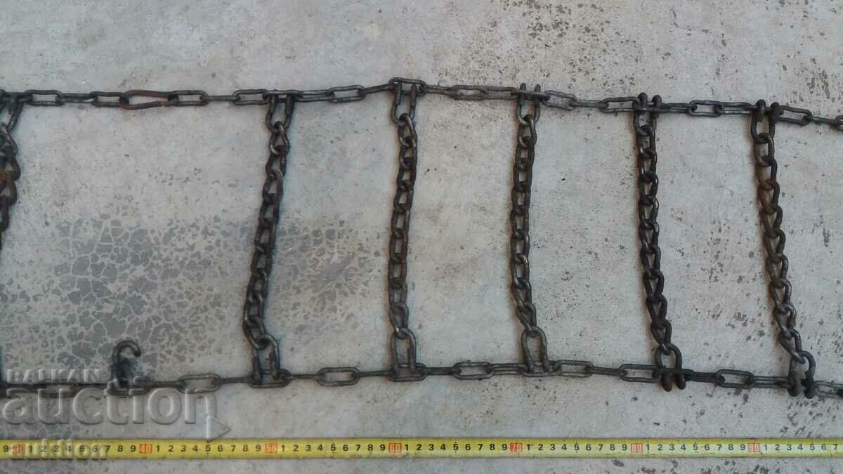 OLD CAR TIRE CHAIN, SOLID IRON - 5