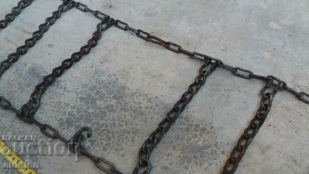 OLD CAR TIRE CHAIN, SOLID IRON - 6
