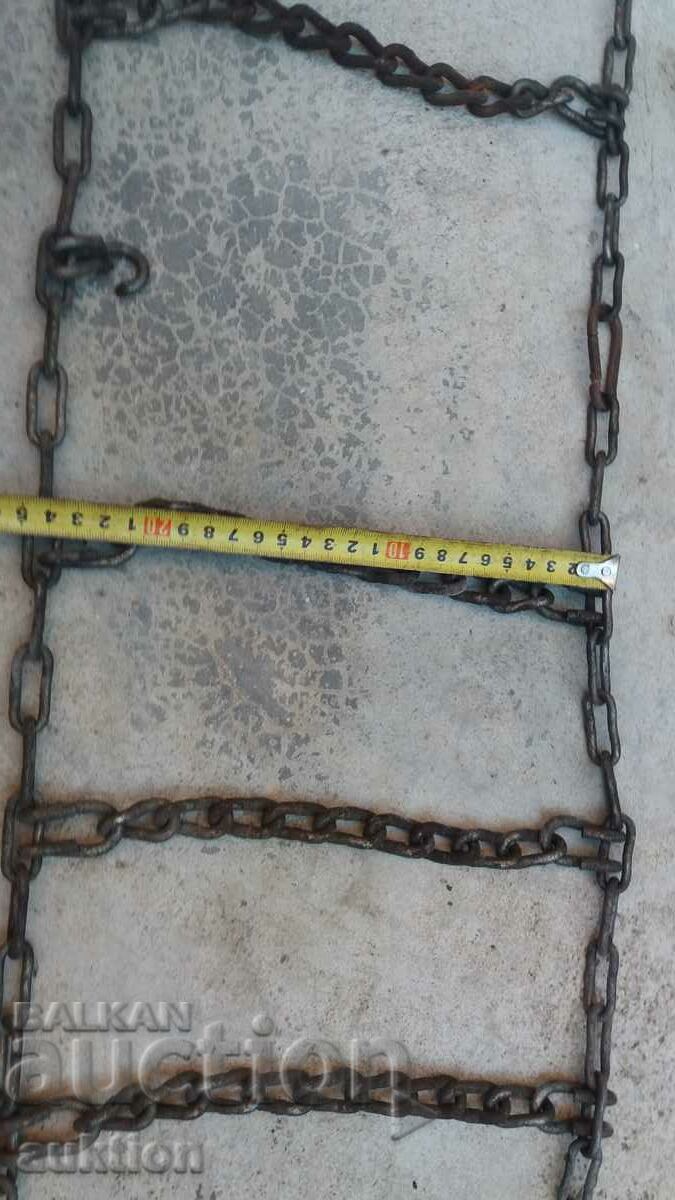 OLD CAR TIRE CHAIN, SOLID IRON - 7