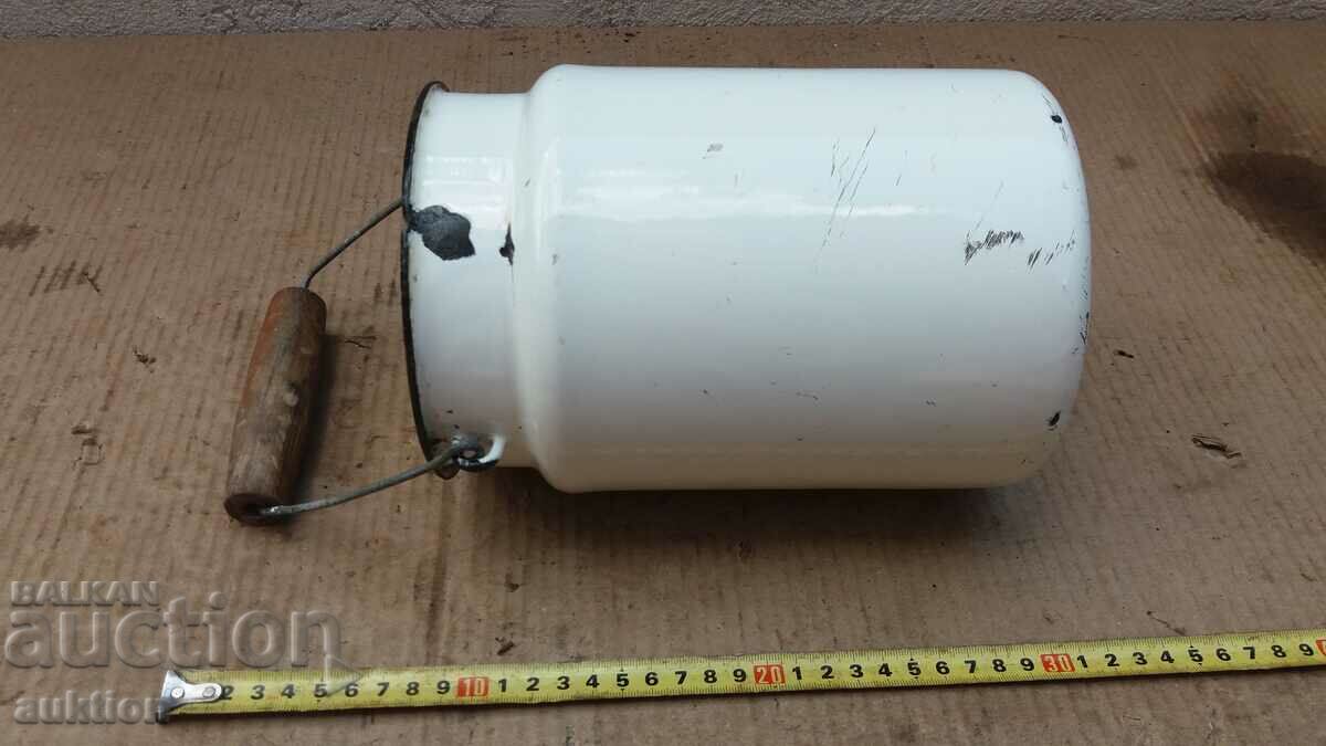 ENAMELED SOC. BUCKET LABELED BUCKET - 7 ENAMELED SOC. BUCKET LABELED BUCKET - 7