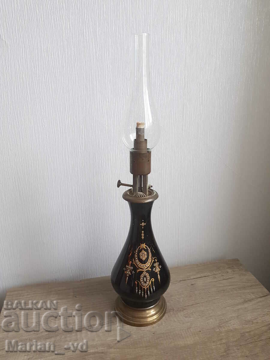 French glass gas lamp