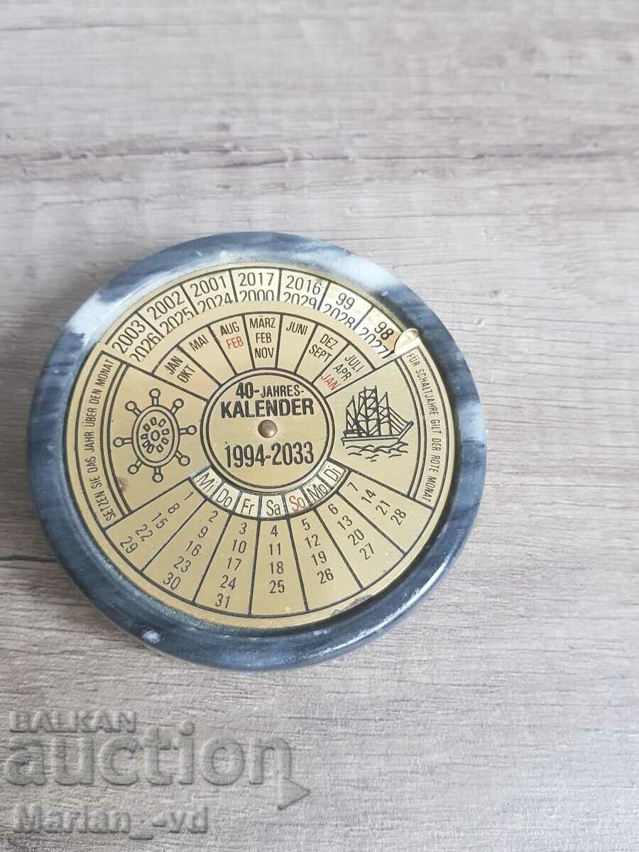 Old bronze and marble calendar from 1994 to 2033 with price 30.00 BGN | € 15.34 Old bronze and marble calendar from 1994 to 2033 with price 30.00 BGN | € 15.34