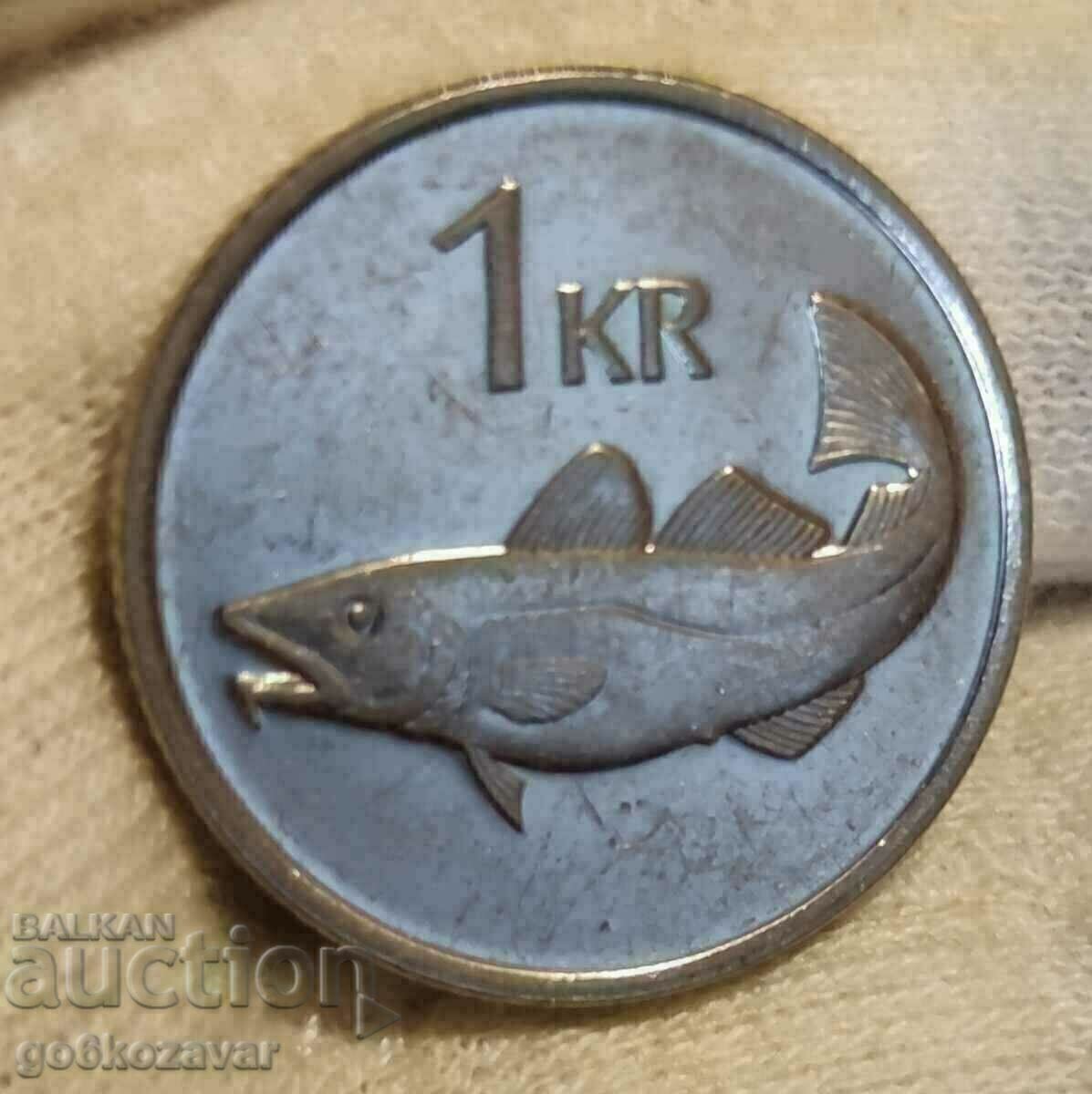 Iceland 1 kroner 2007 with price 1.50 BGN | € 0.77 Iceland 1 kroner 2007 with price 1.50 BGN | € 0.77