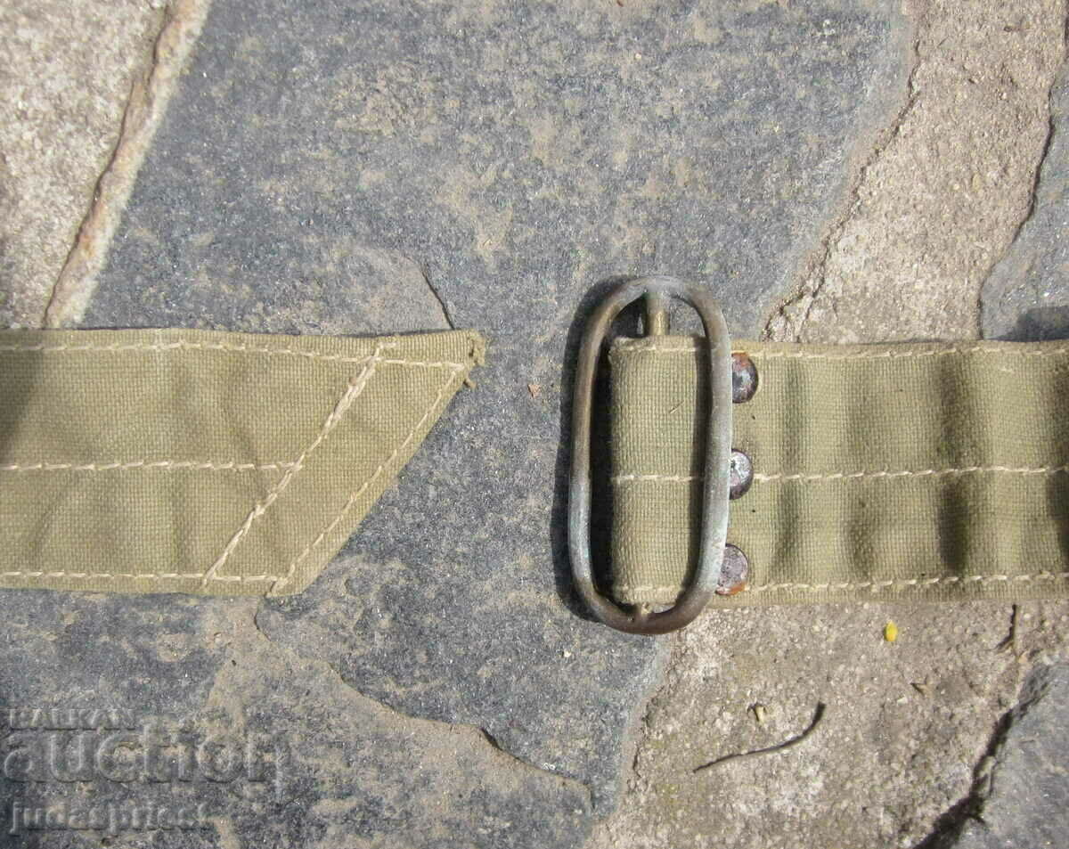 Auction rare old Bulgarian military canvas belt 328 cm. Auction rare old Bulgarian military canvas belt 328 cm.