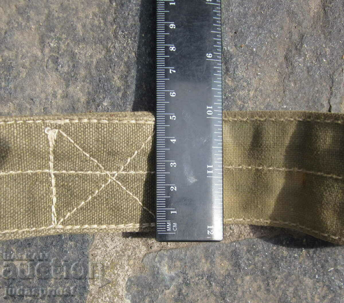 rare old Bulgarian military canvas belt 328 cm. - 6 rare old Bulgarian military canvas belt 328 cm. - 6