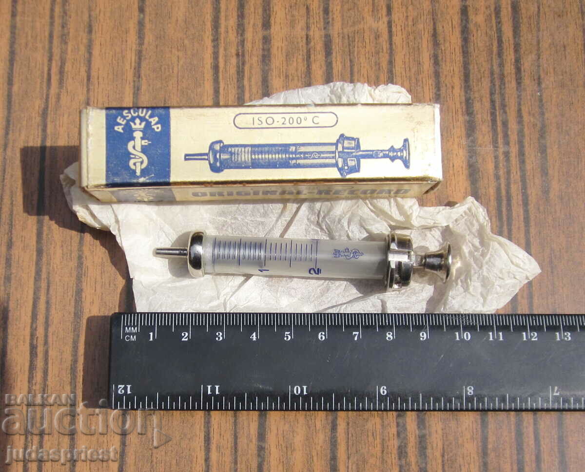 AESCULAP old German glass syringe unused - 7 AESCULAP old German glass syringe unused - 7