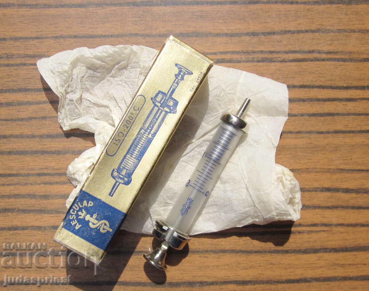 AESCULAP seringă veche din sticlă germană nefolosită