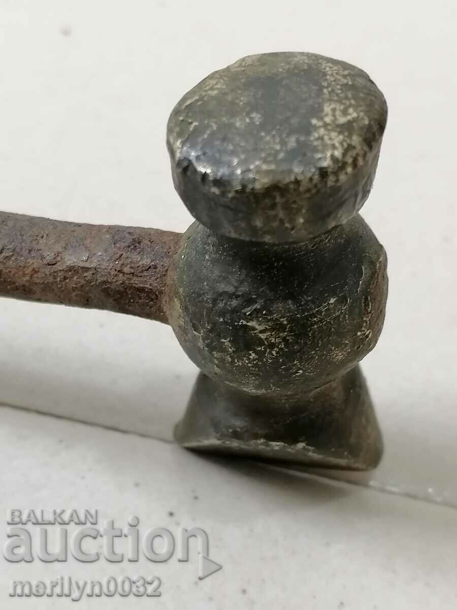 Old silversmith's hammer goldsmith's tool, mallet - 5