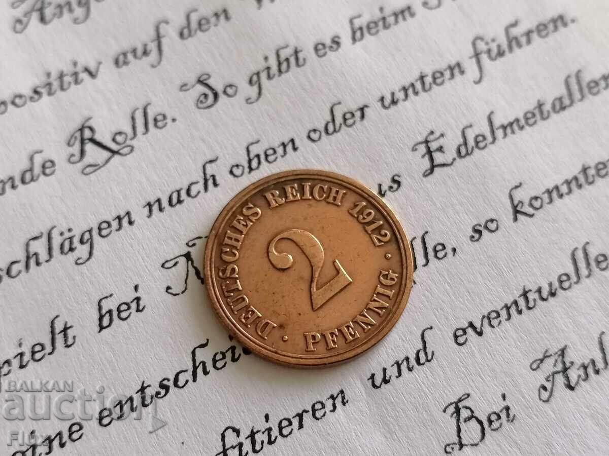 Reich Coin - Γερμανία - 2 pf 1912; Μια σειρά