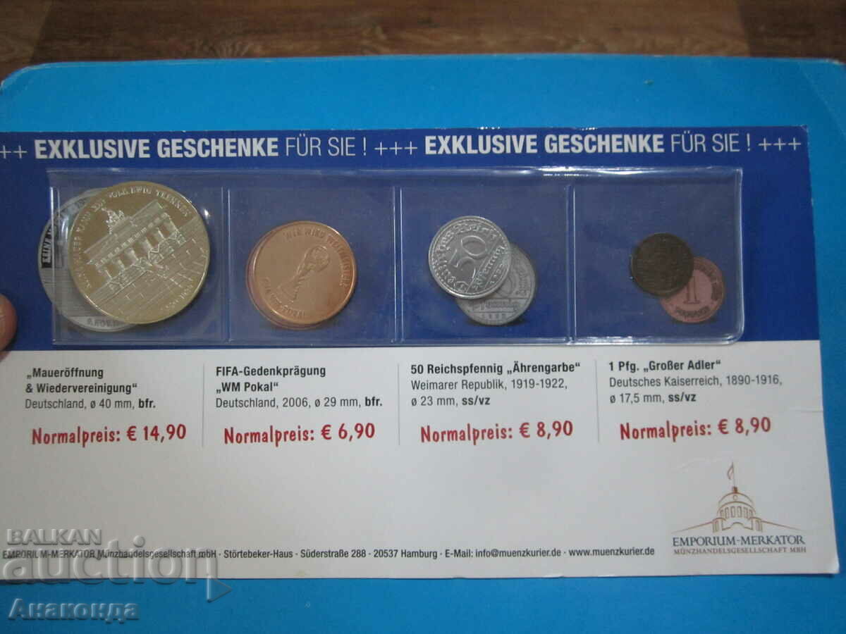 Setați plăcuțe cu monede germane
