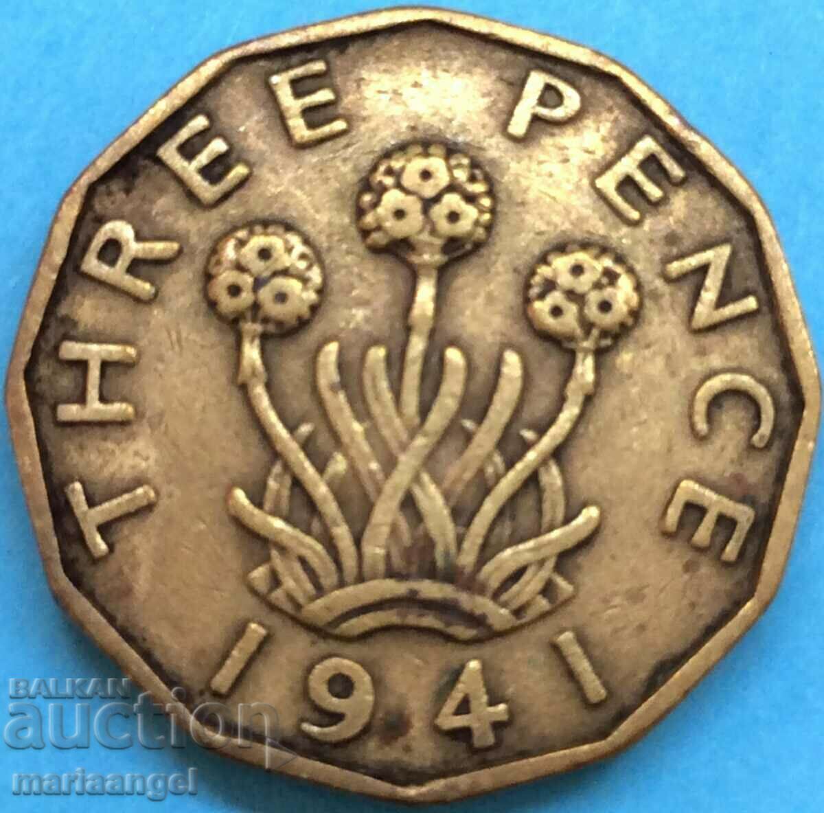 Marea Britanie 3 pence 1941 George VI