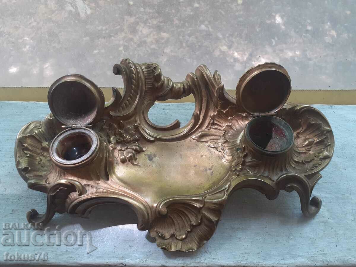 Cruel Old Bronze Baroque Inkwell - Antique with price 290.00 BGN | € 148.27