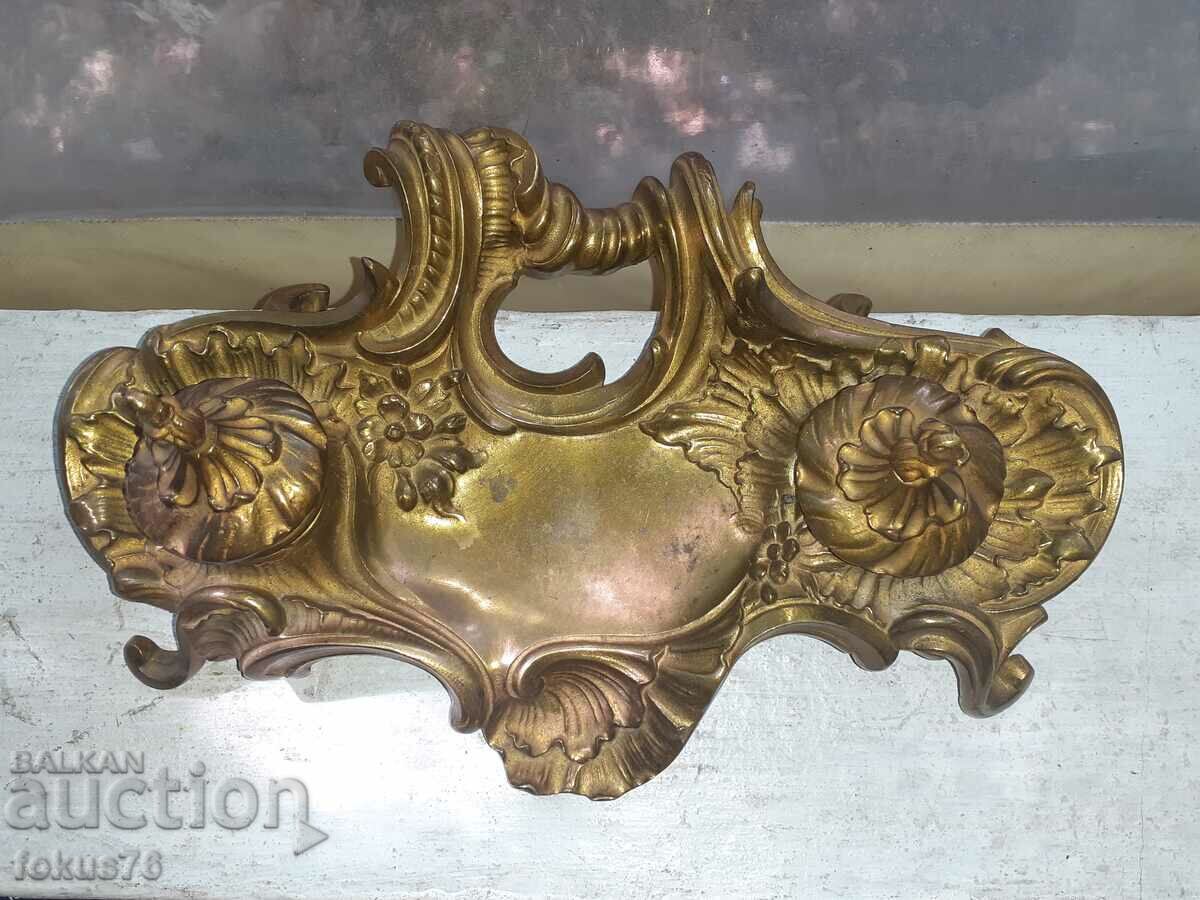 Cruel Old Bronze Baroque Inkwell - Antique - 7