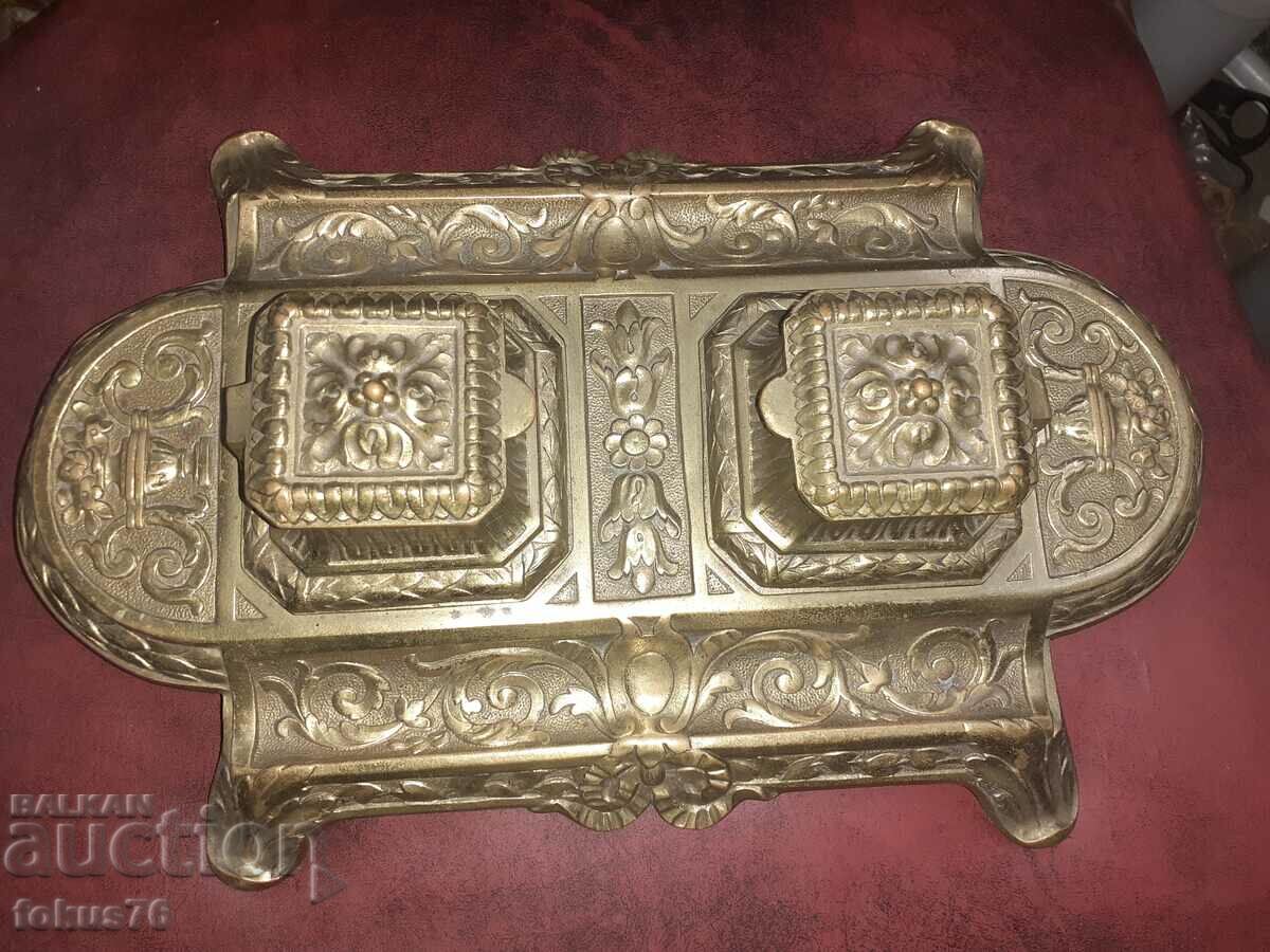 Great Old Bronze Baroque Inkwell - Antique - 7 Great Old Bronze Baroque Inkwell - Antique - 7