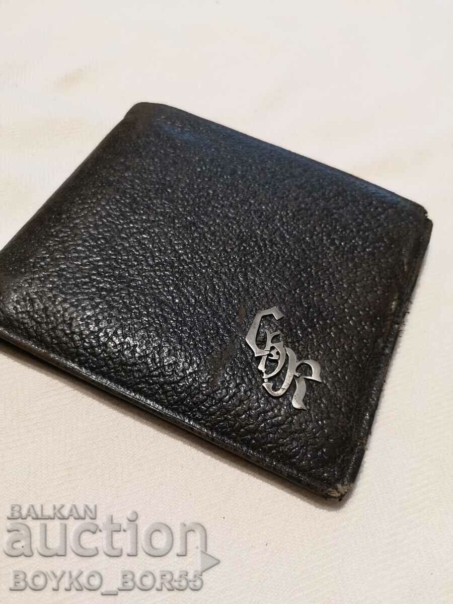 Antique Rousse Leather Wallet with Silver Monogram