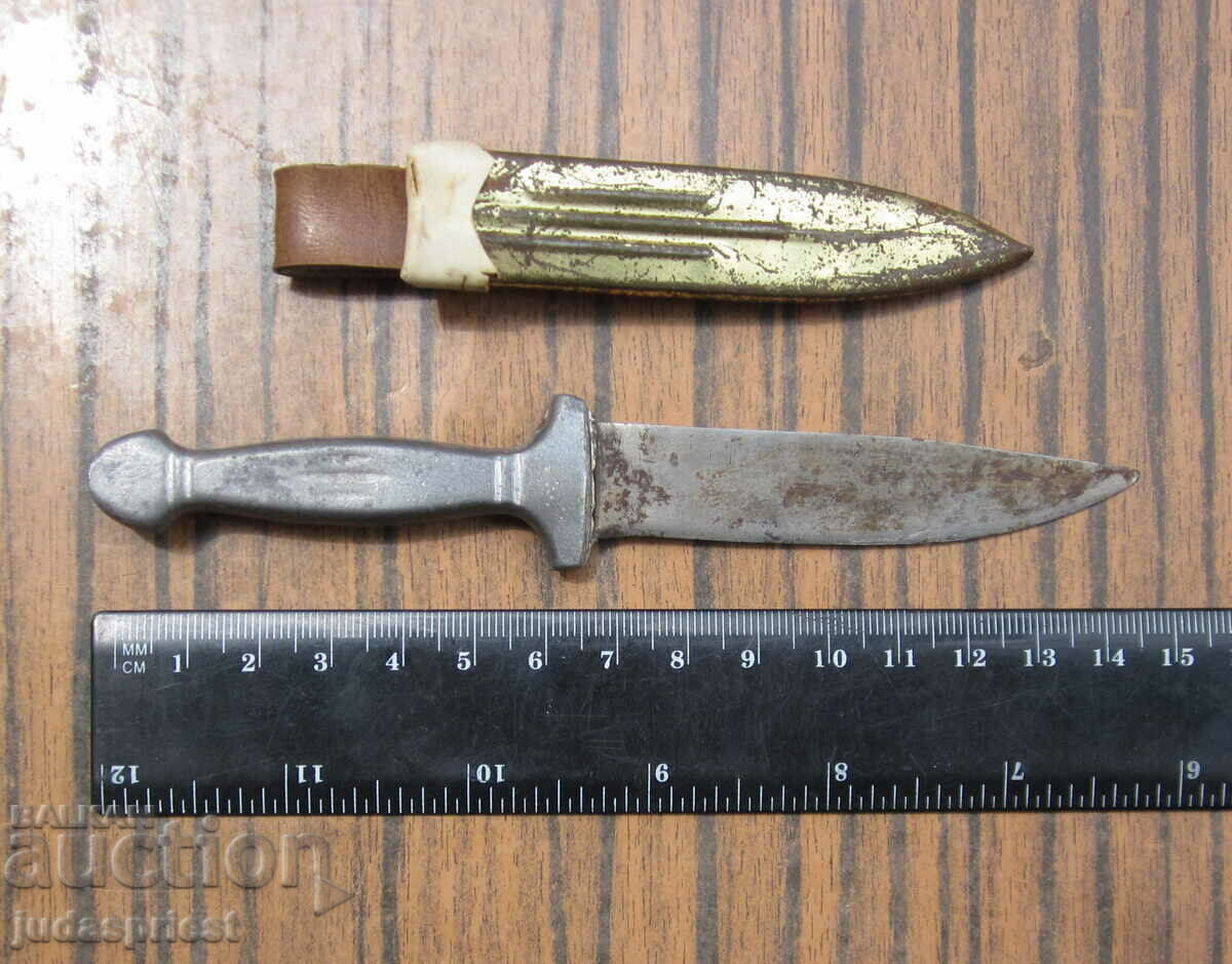 ένα παλιό βουλγαρικό μικρό ποιμενικό μαχαίρι, ένα στιλέτο με λαβή - 5