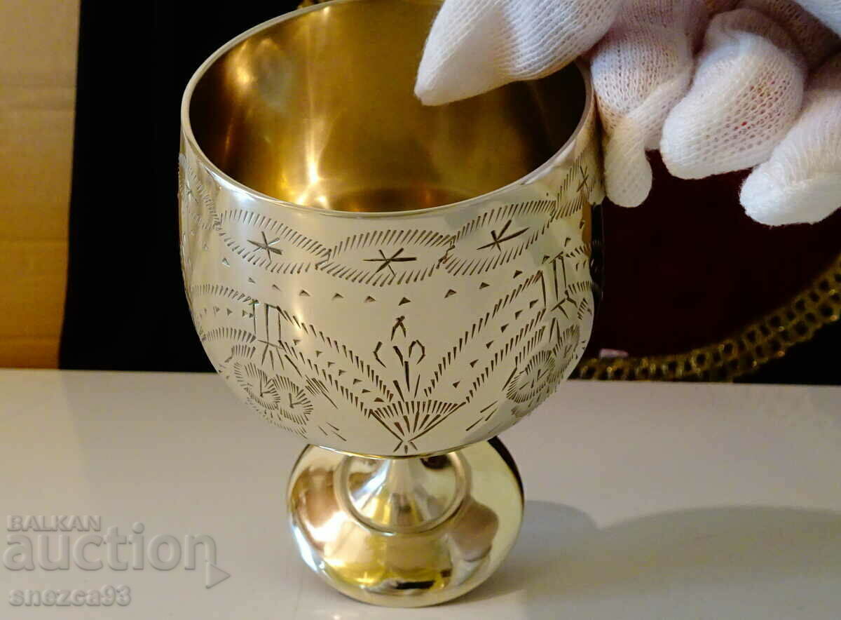 Engraved bronze goblet, wine glass with price 56.00 BGN | € 28.63