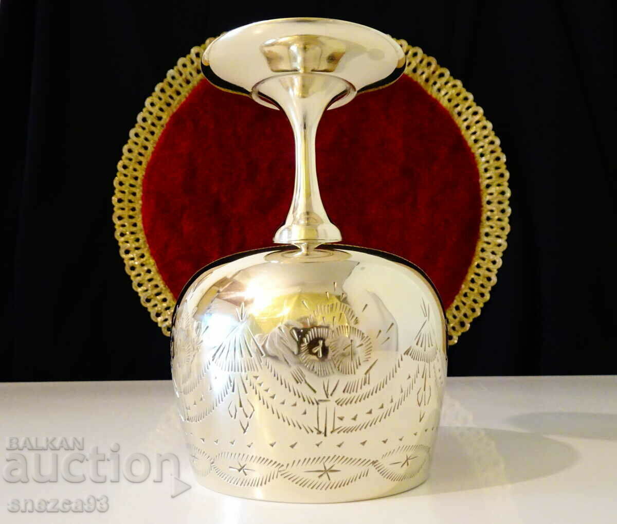 Engraved bronze goblet, wine glass - 5