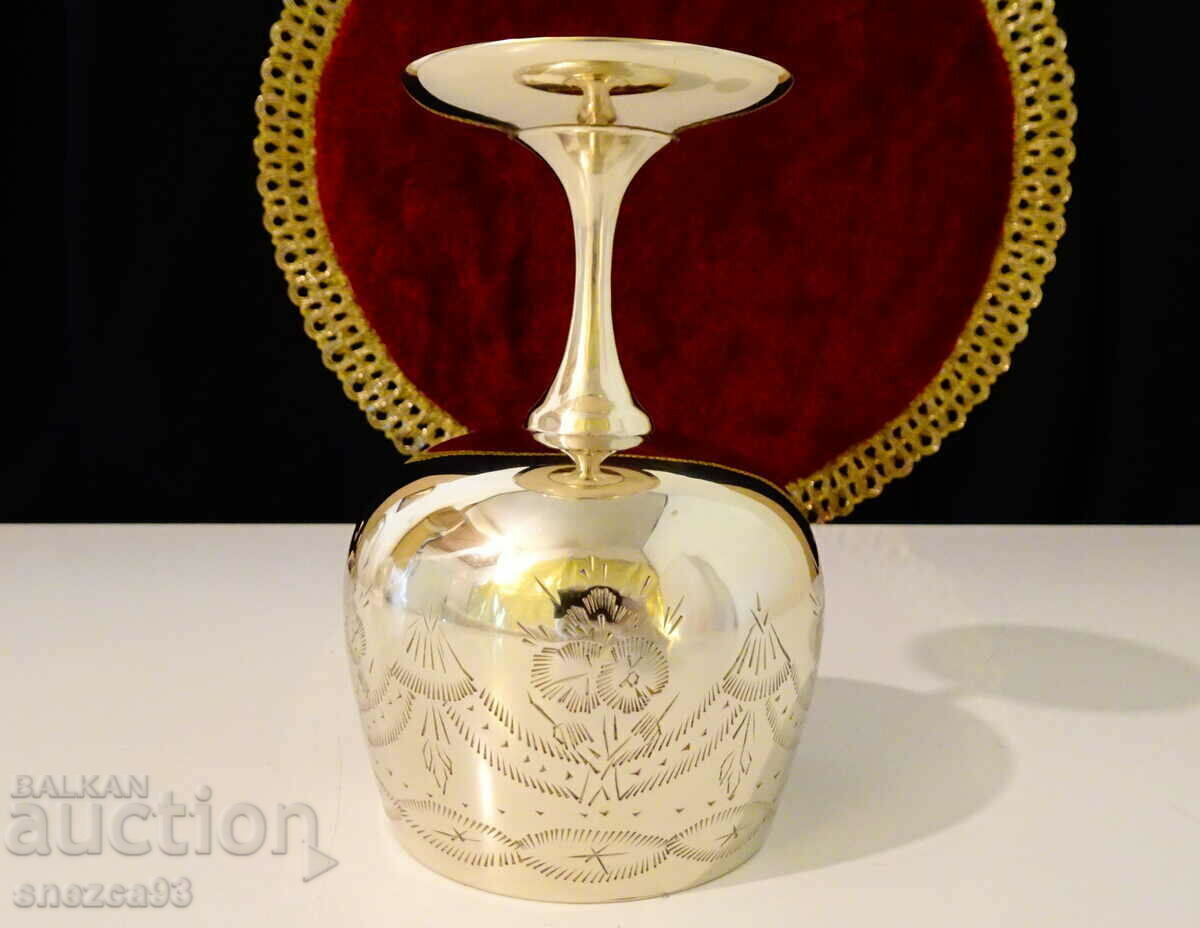 Engraved English bronze goblet, wine glass - 5