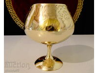 English bronze cup for wine, brandy, cognac