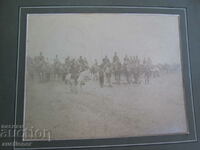 LARGE OLD CARDBOARD PHOTO - SOLDIERS WITH CAMELS