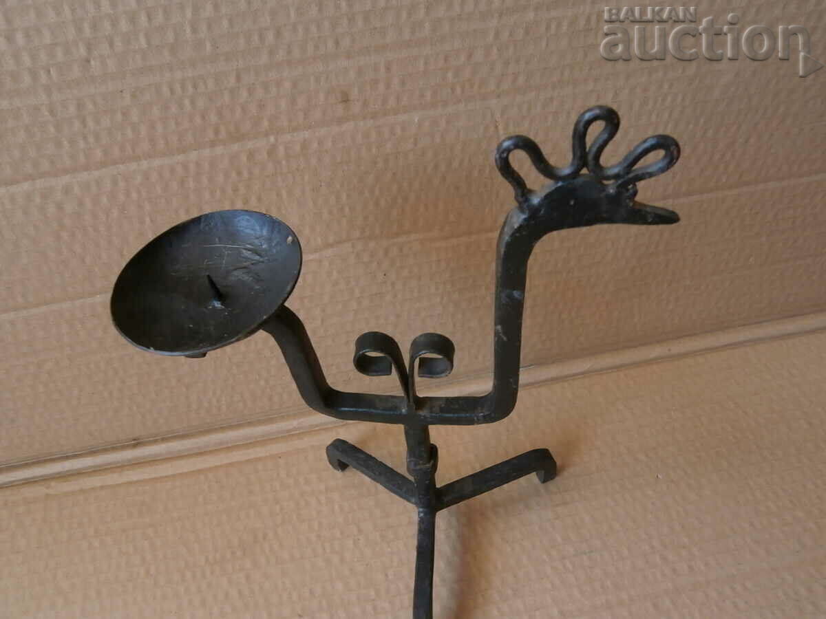 Auction Old forged candlestick, candle, candelabra Auction Old forged candlestick, candle, candelabra